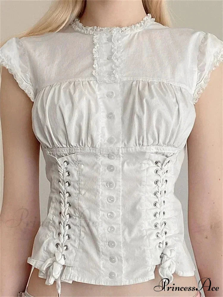 Antique Lace Edging Cap Sleeve Bandage Top