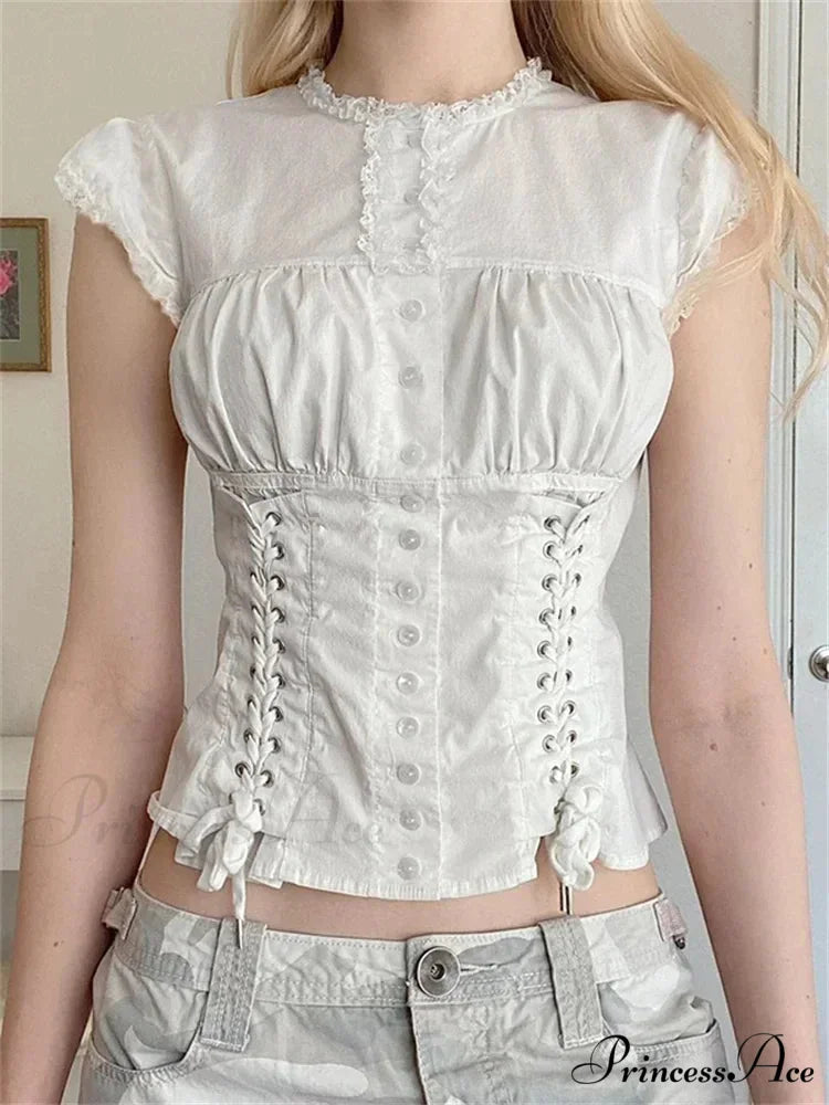 Antique Lace Edging Cap Sleeve Bandage Top
