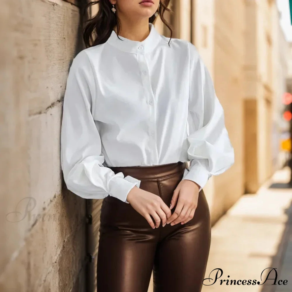 Antique Lantern Sleeve Baggy High Neck Blouse