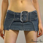 Antique Metal Clasp Denim Skirt
