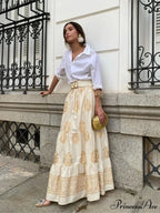 Antique Printed Cinched Waist Skirt