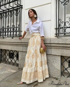 Antique Printed Cinched Waist Skirt