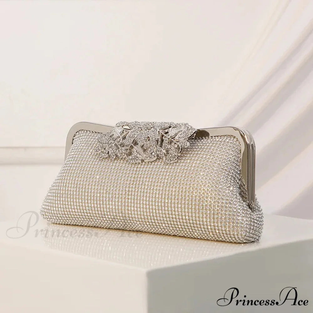 Antique Rhinestone Bloom Smooch Clasp Purse