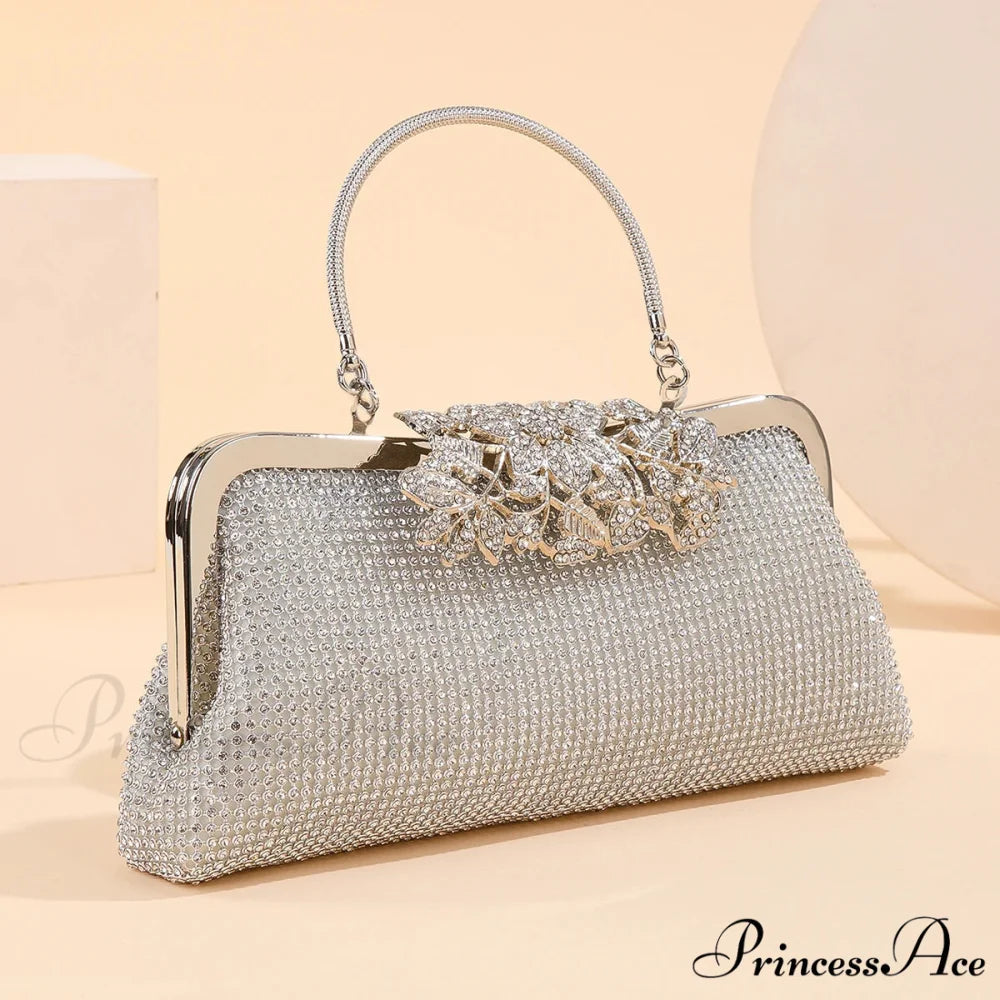 Antique Rhinestone Bloom Smooch Clasp Purse