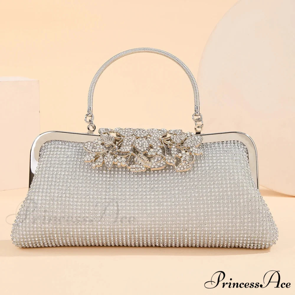 Antique Rhinestone Bloom Smooch Clasp Purse