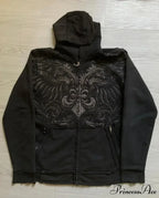 Antique Skull Flower Print Hoodie