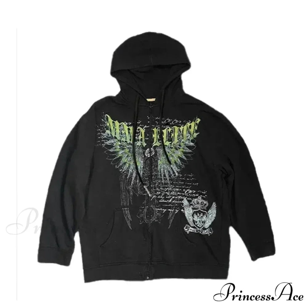 Antique Skull Flower Print Hoodie