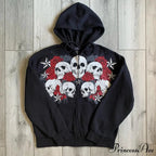 Antique Skull Flower Print Hoodie