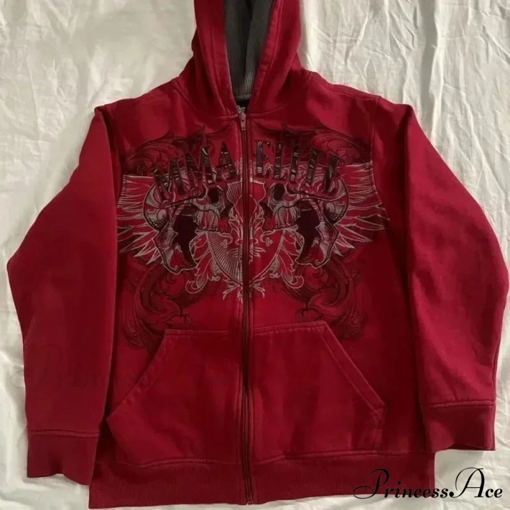 Antique Skull Wing Zip Up Hoodie