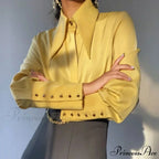 Antique Smooth Silk Fold Over Collar Shirt