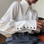 Antique Smooth Silk Fold Over Collar Shirt