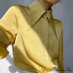 Antique Smooth Silk Fold Over Collar Shirt