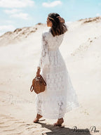 Boho Ivory Crimson Maxi Dress