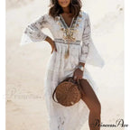 Boho Ivory Crimson Maxi Dress