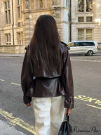 Antique Tan Button Faux Leather Jacket