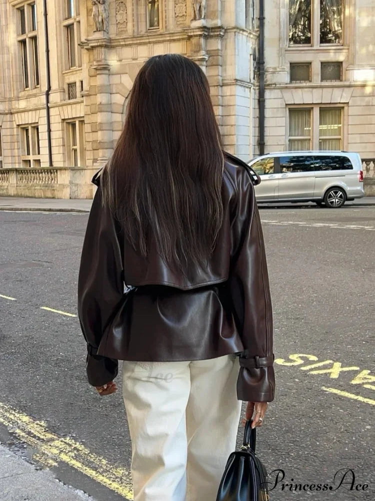 Antique Tan Button Faux Leather Jacket