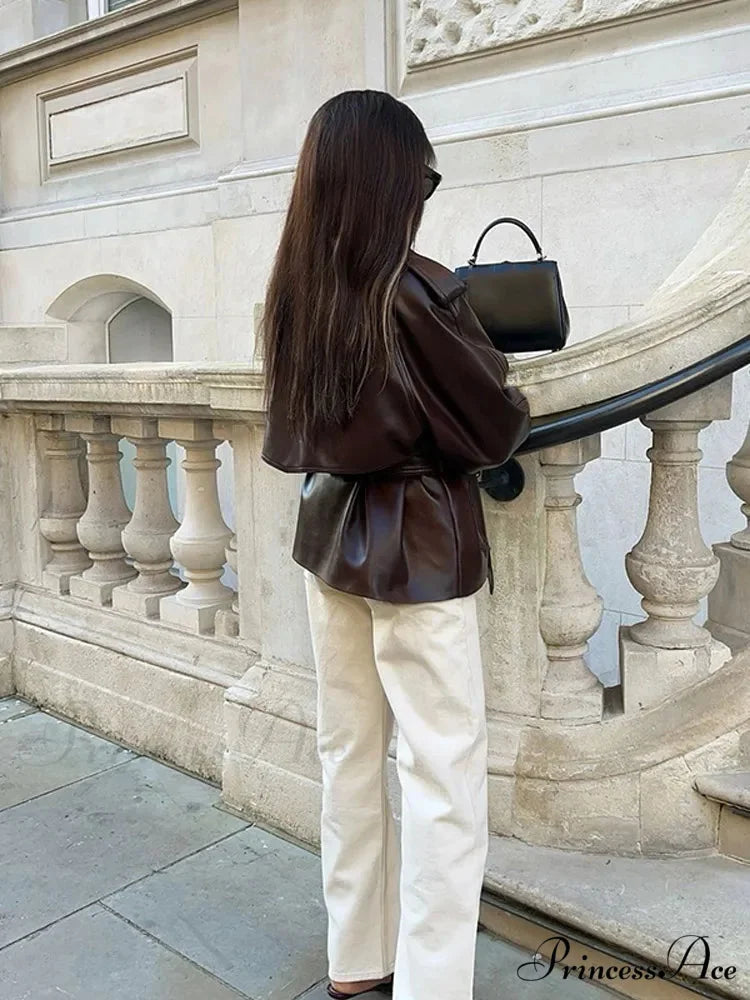 Antique Tan Button Faux Leather Jacket