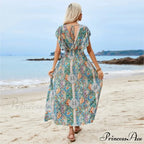 Antique Tie Up Flowery Seaside Dress