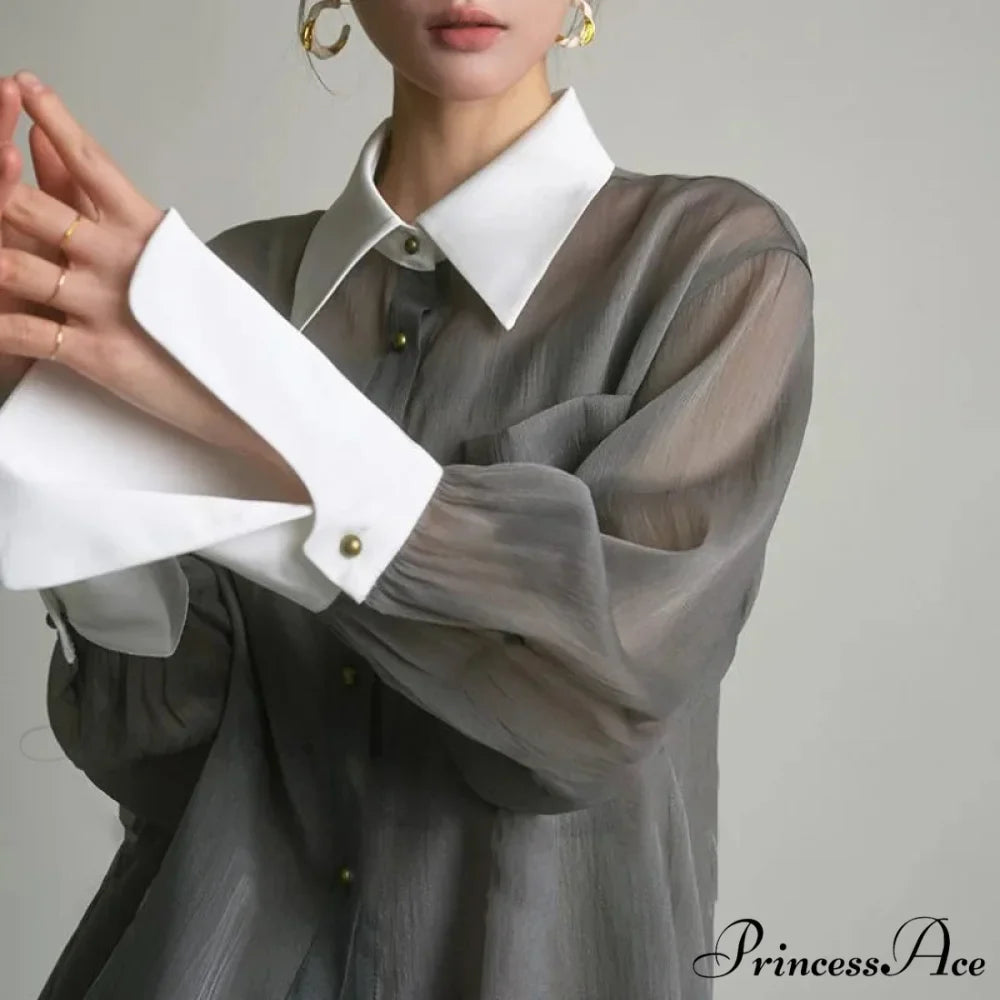 Antique Transparent Long Sleeve Sun-Resistant Top