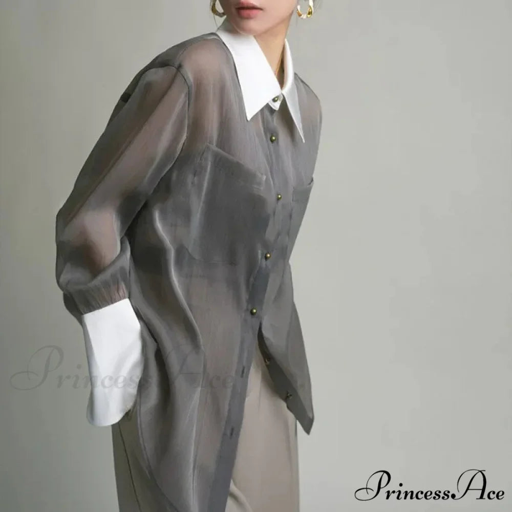 Antique Transparent Long Sleeve Sun-Resistant Top