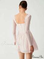Aphrodite Mesh Bustier Corset Modern Long Sleeve Short Dress