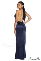 Aria Formal Stylish Satin Ruched Dress