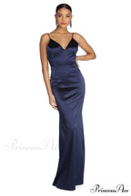 Aria Formal Stylish Satin Ruched Dress
