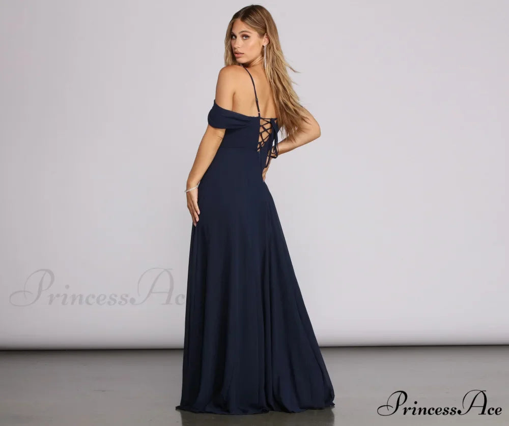 Arianne Lattice Stylish Back Chiffon Gown