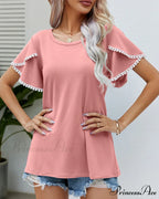 Arm Brief Neck Round T-shirt