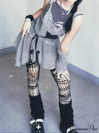 Arm Gloves Cold Shoulder Modern Star Black Crop Top