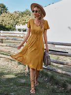 Arm Women for Gown Size Woven V-neck A-line Swing Brief Large