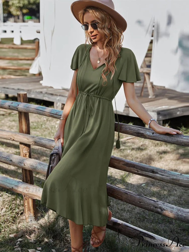 Arm Women for Gown Size Woven V-neck A-line Swing Brief Large