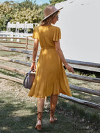 Arm Women for Gown Size Woven V-neck A-line Swing Brief Large