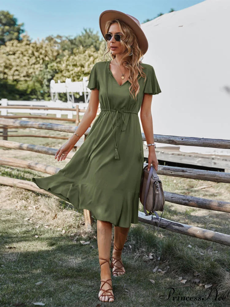 Arm Women for Gown Size Woven V-neck A-line Swing Brief Large