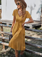 Arm Women for Gown Size Woven V-neck A-line Swing Brief Large