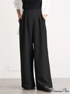 Asymmetric Buttoned Wide Trendy Leg Dress Pants