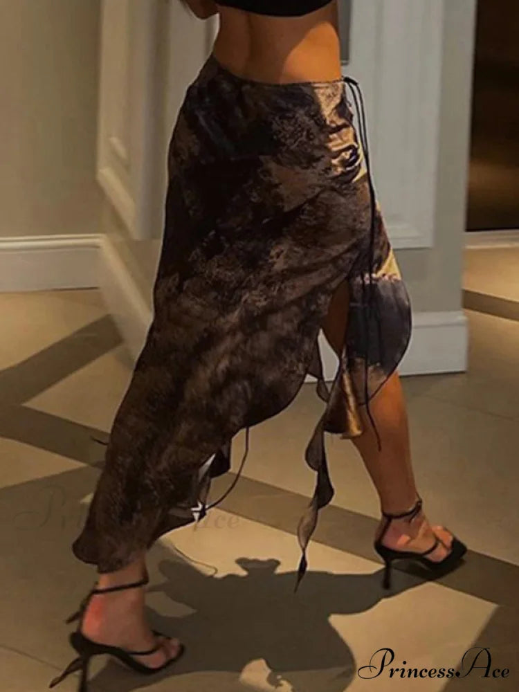 Asymmetric High Slit Trendy Bodycon Maxi Dress