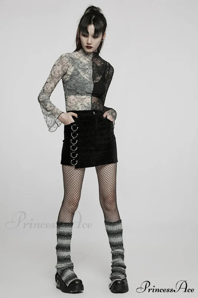 Asymmetric Iron Rings High Waist Micro Personalise Streetwear Short Bottoms Mini Skirt