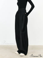 Asymmetric Layer Button Trendy Straight Leg Dress Pants