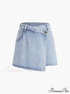 Asymmetric Layered Graceful Denim Shorts