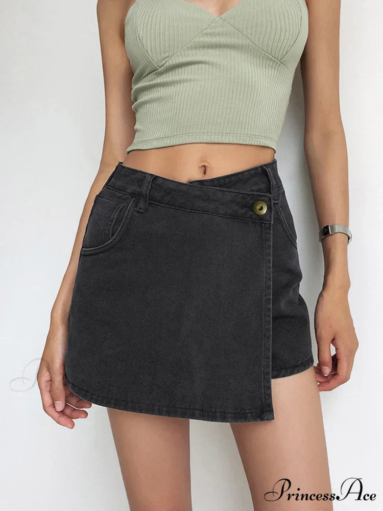 Asymmetric Layered Graceful Denim Shorts