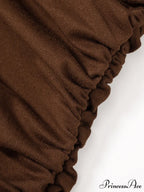 Asymmetric Neckline Ruched Trendy Long Sleeve Shirt