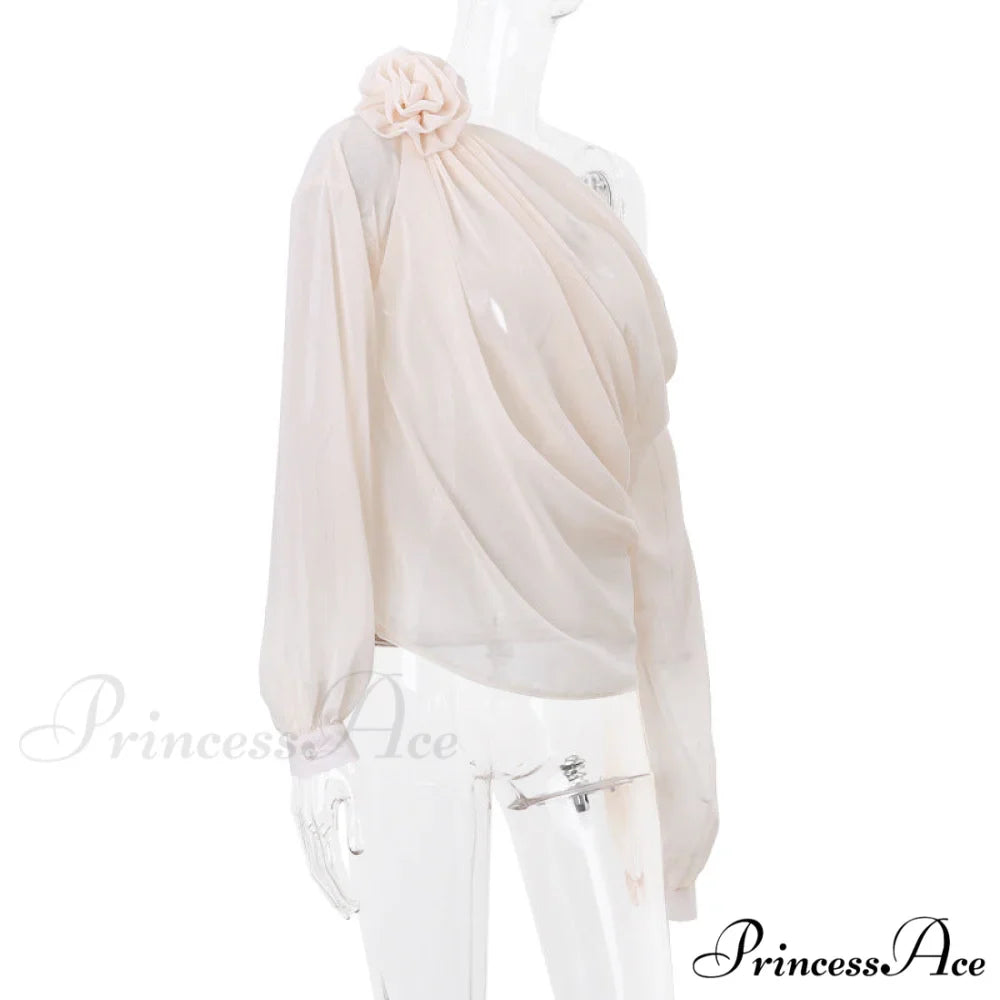 Asymmetric One Graceful Shoulder Off Blouse
