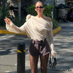 Asymmetric One Graceful Shoulder Off Blouse