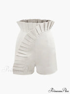 Asymmetric Pleated Graceful Zip Shorts