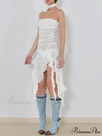 Asymmetric Ribbed Halter Trendy Crop Cami Top