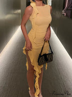 Asymmetric Ruffle Graceful Bandeau Mini Dress