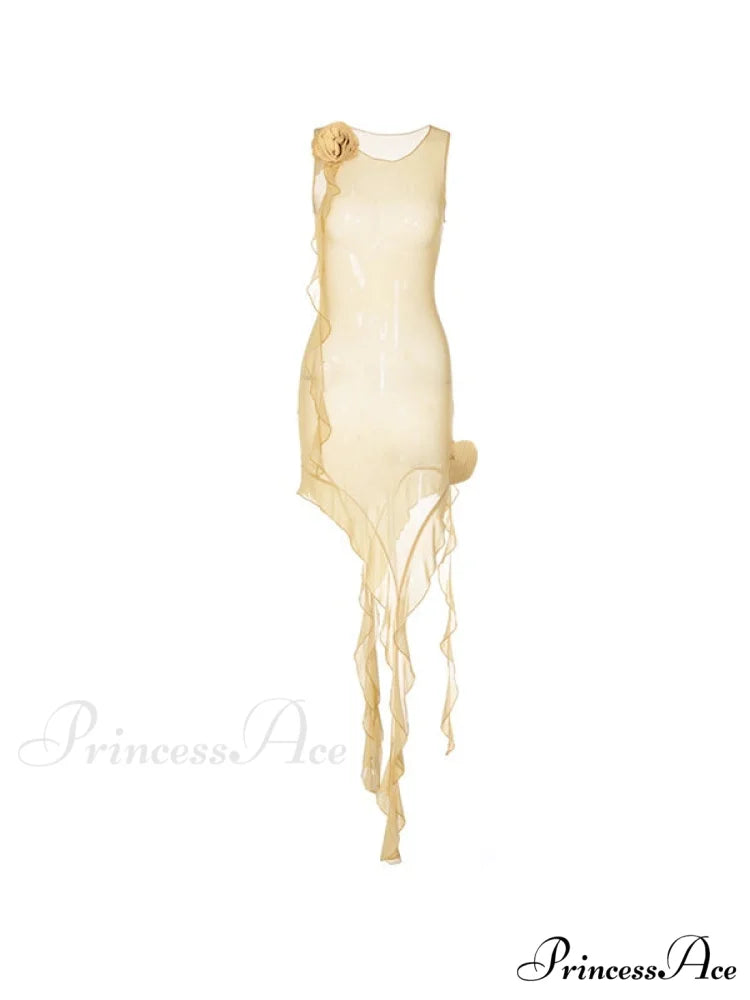 Asymmetric Ruffle Graceful Bandeau Mini Dress