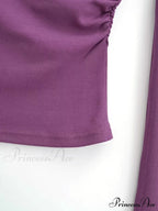 Asymmetric Sleeve Graceful Ruched Crop Shirt