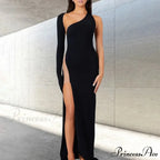 Asymmetric Slit Club Party Outfits Maxi Dress